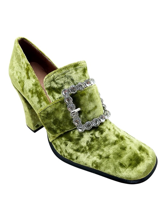Jeffrey Campbell Shoes - 🆕{Jeffery Campbell} Velvet Chunky Rhinestone Buckle Heel Loafers